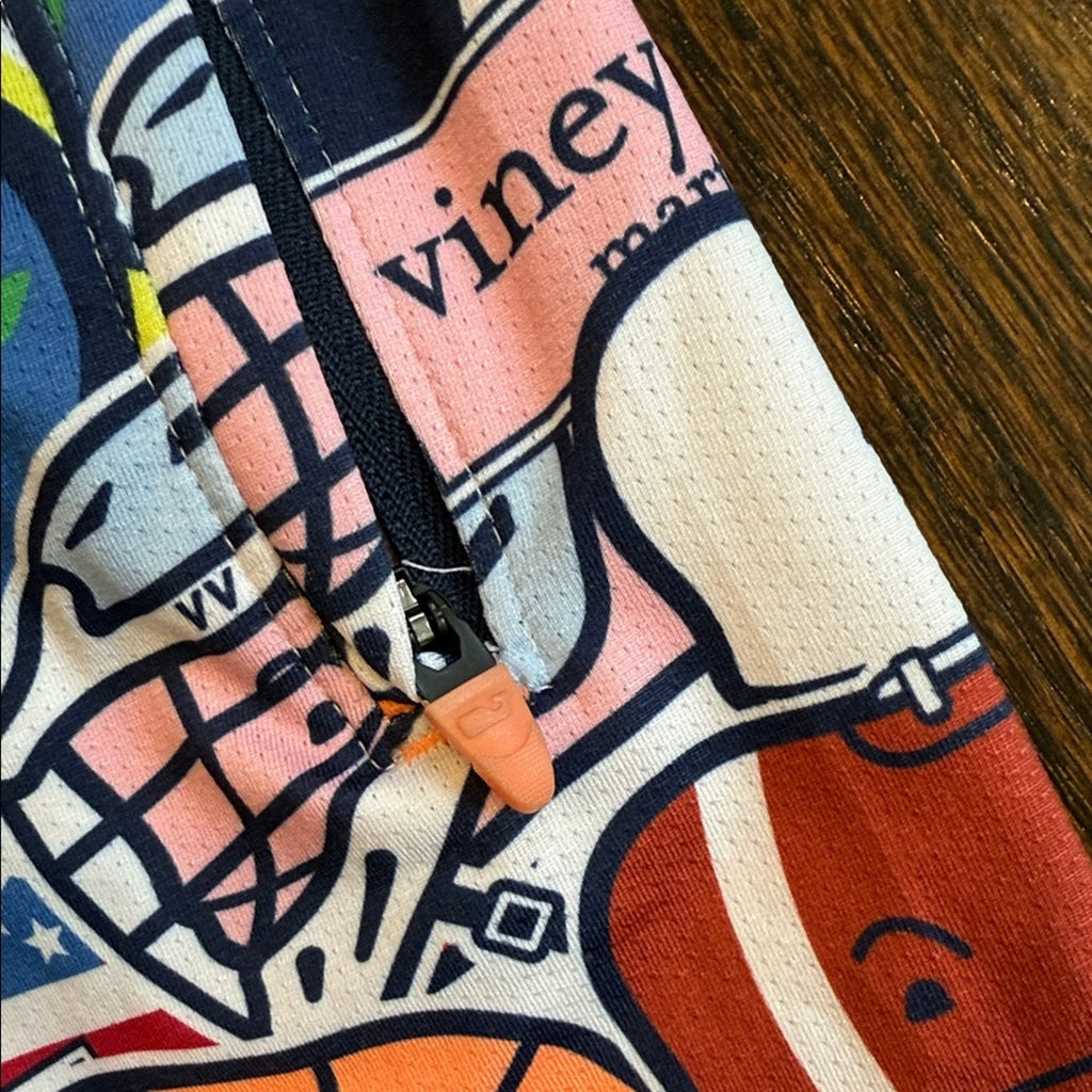 Vineyard Vines Kids' Sports Print Shorts in Red, Blue, and Orange