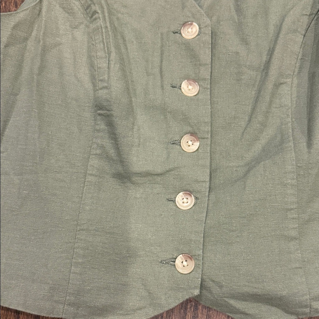 Express Women’s Linen Vest Dress Medium Olive Green NWT