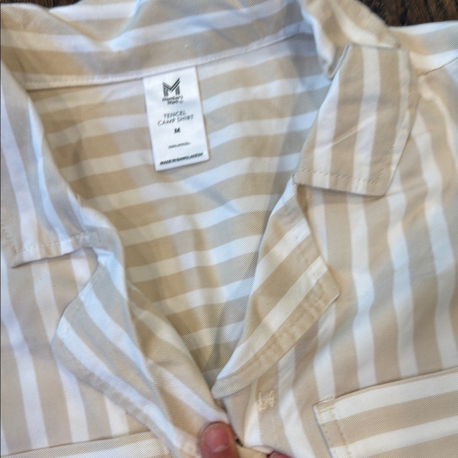 Striped Short Sleeve Button-Up Shirt woman’s members mark Medium NEW