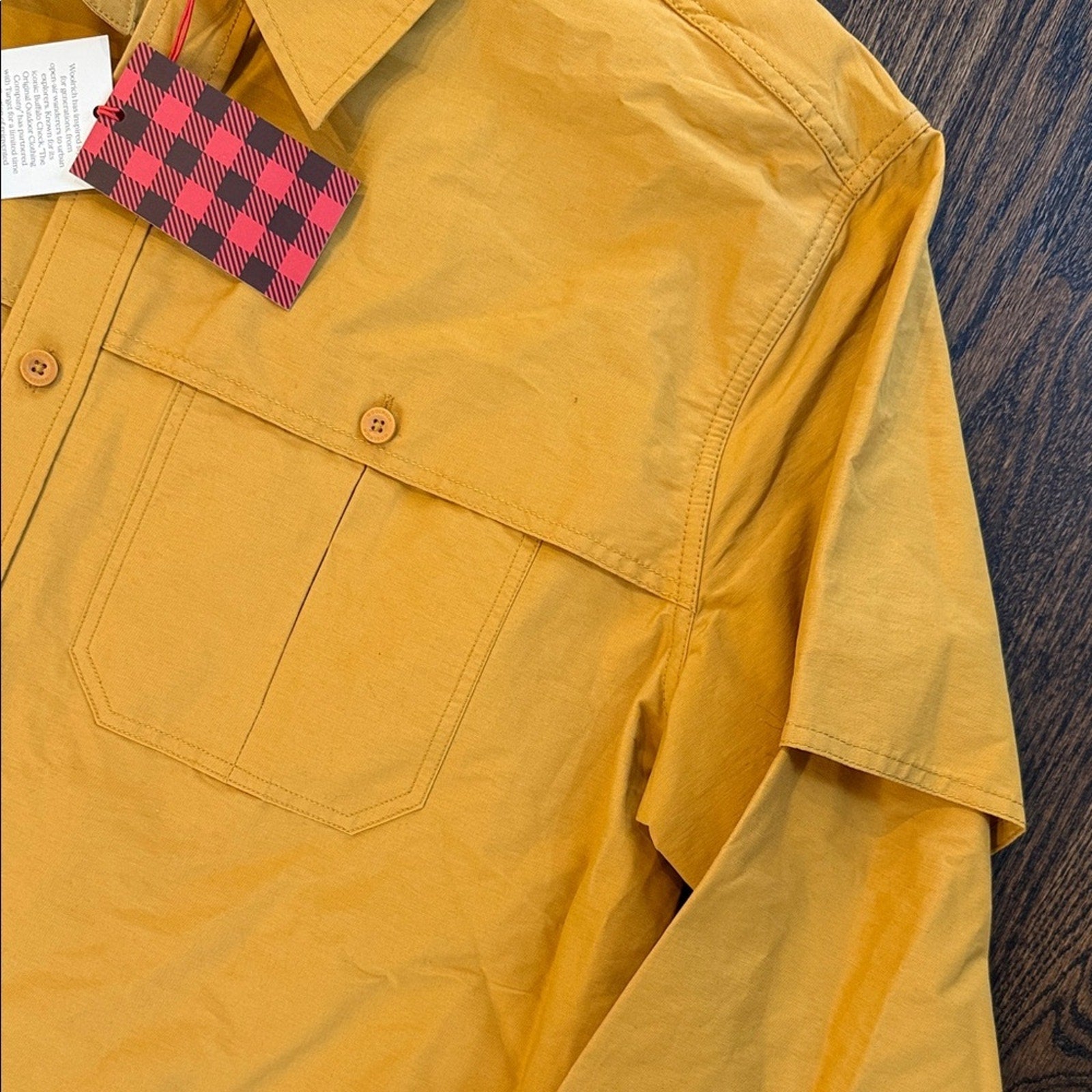 Woolrich Men's Yellow Button-Up Jacket fishing shirt 🎣 size large NEW