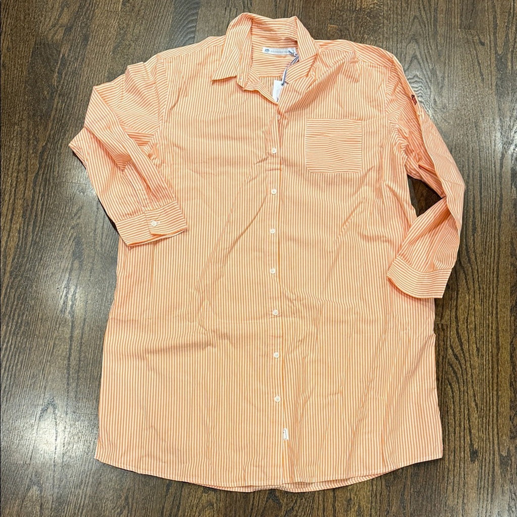 Southern Tide beach Woman’s xl dress Orange Striped Shirt new