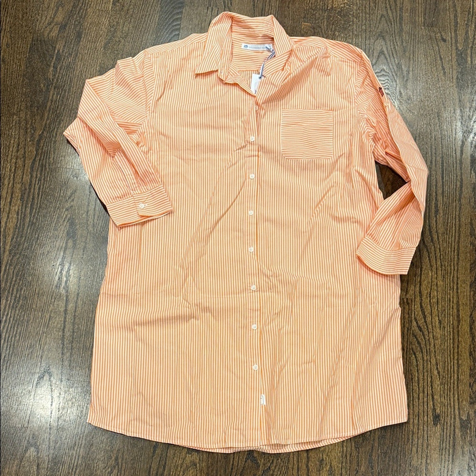 Southern Tide beach Woman’s xl dress Orange Striped Shirt new