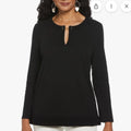 Rafaella Black Ribbed Long Sleeve Blouse Top Women’s Size Small