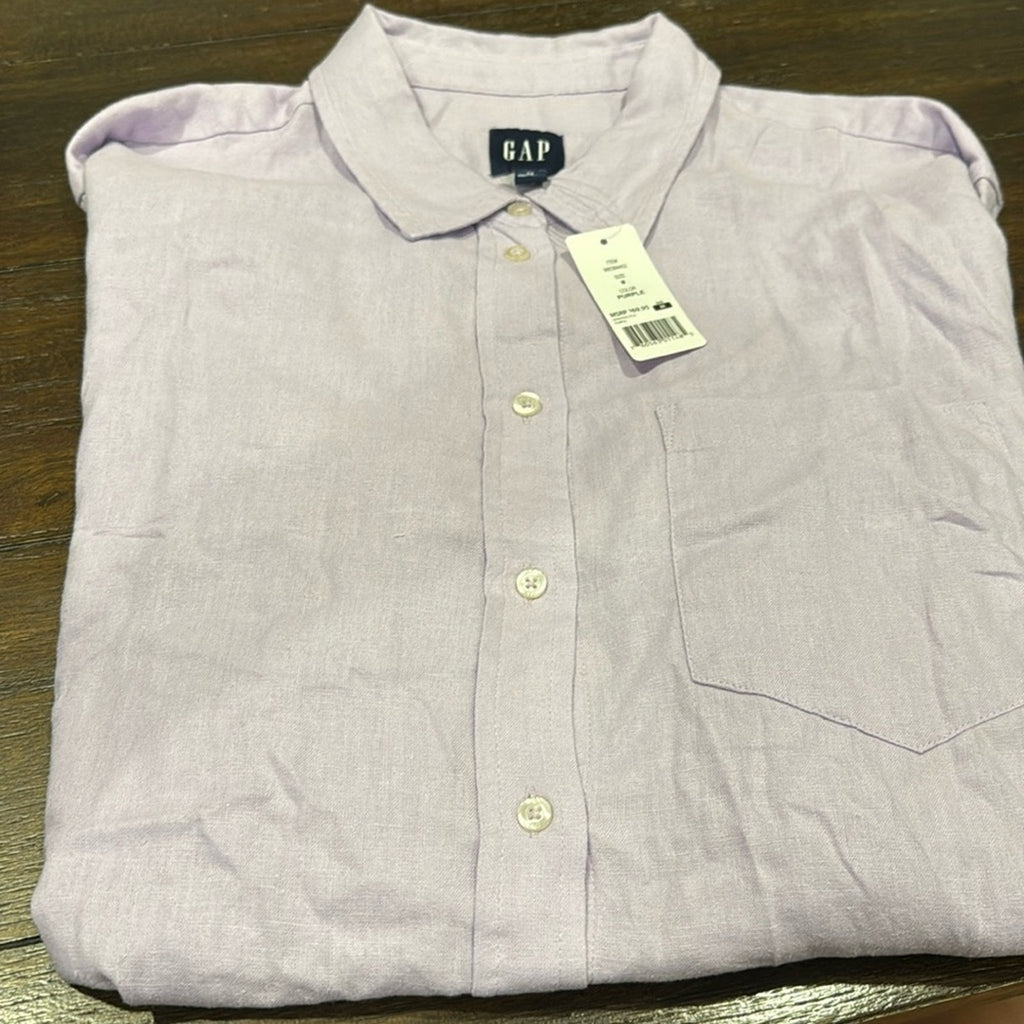 GAP New ladies Medium purple Linen Button Down Top