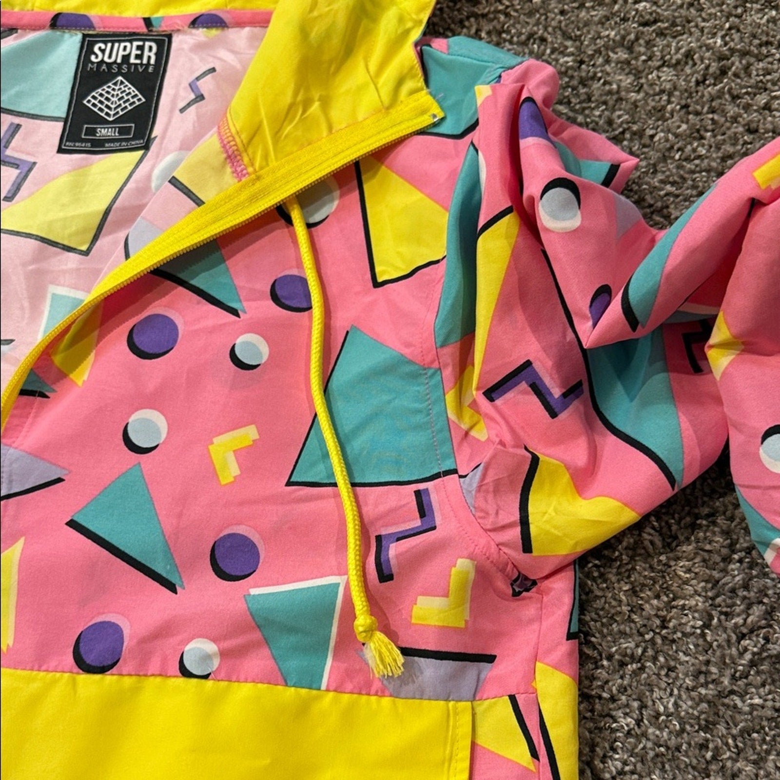 Colorful Geometric Windbreaker woman’s small oversized super massive