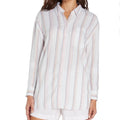 GAP Women’s Linen Button Down Shirt Pink White Striped Long Sleeve Medium New