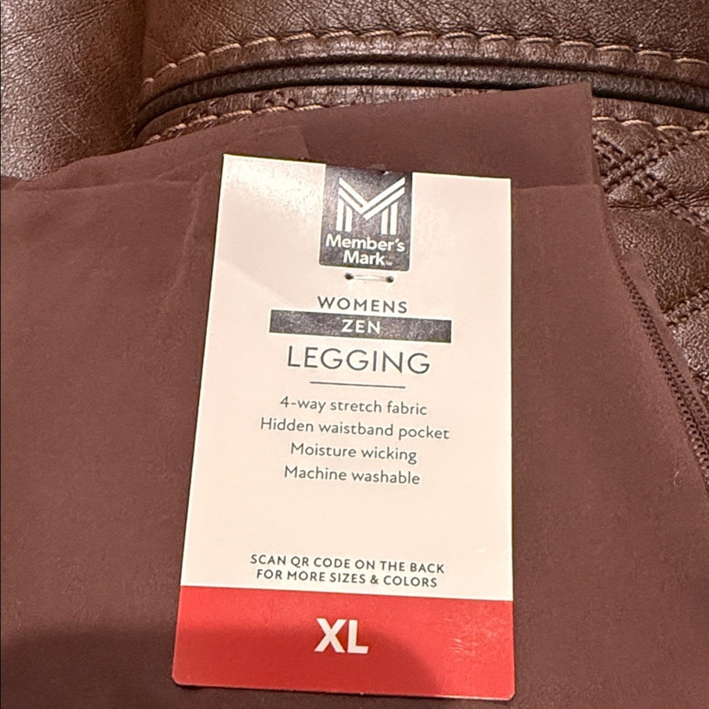 Members Mark XL brown High-Waisted Leggings zen NEW