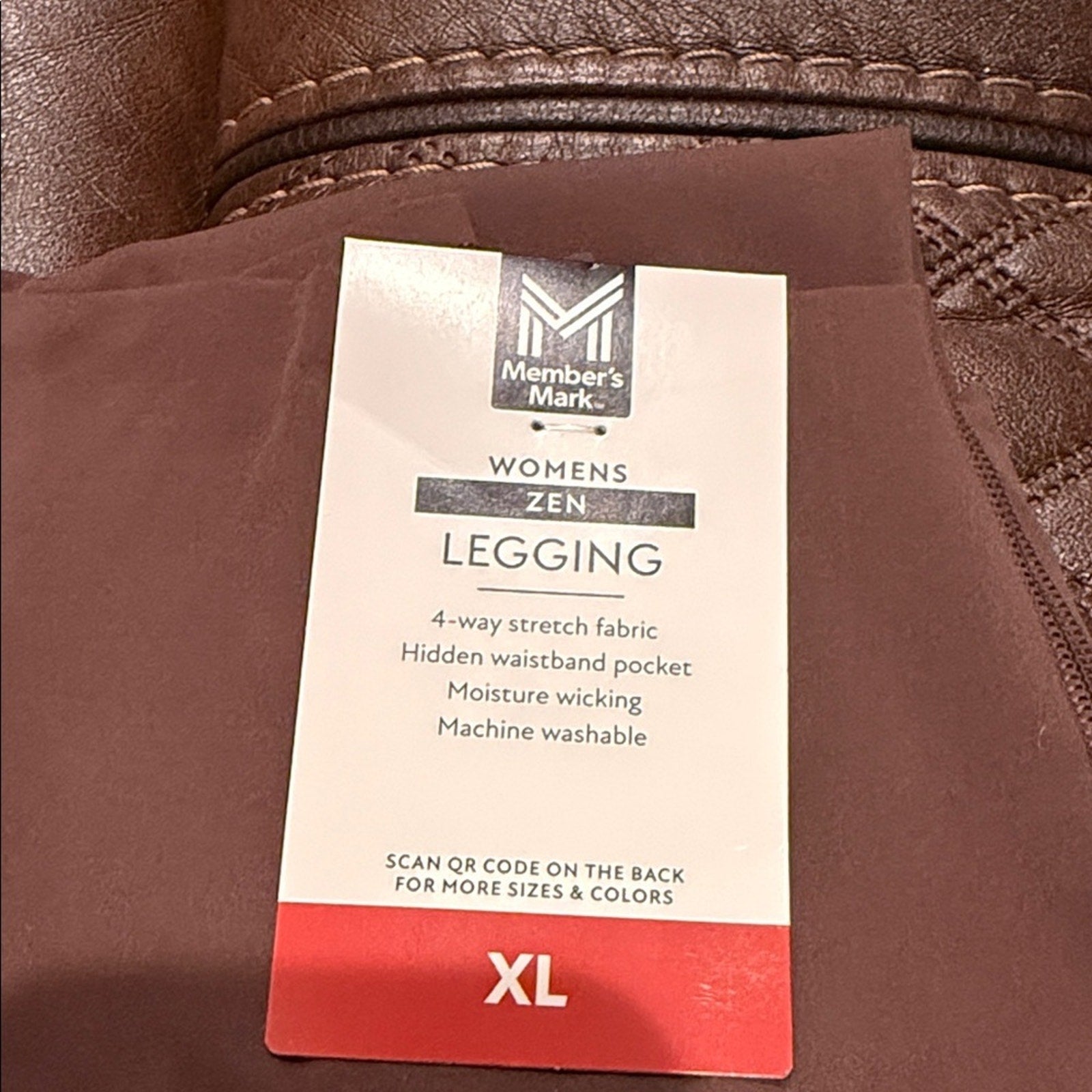 Members Mark XL brown High-Waisted Leggings zen NEW