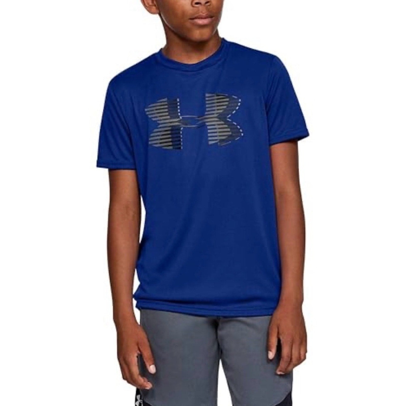 Under Armour Youth Boys Medium Blue Short Sleeve Athletic Logo Tee Shirt