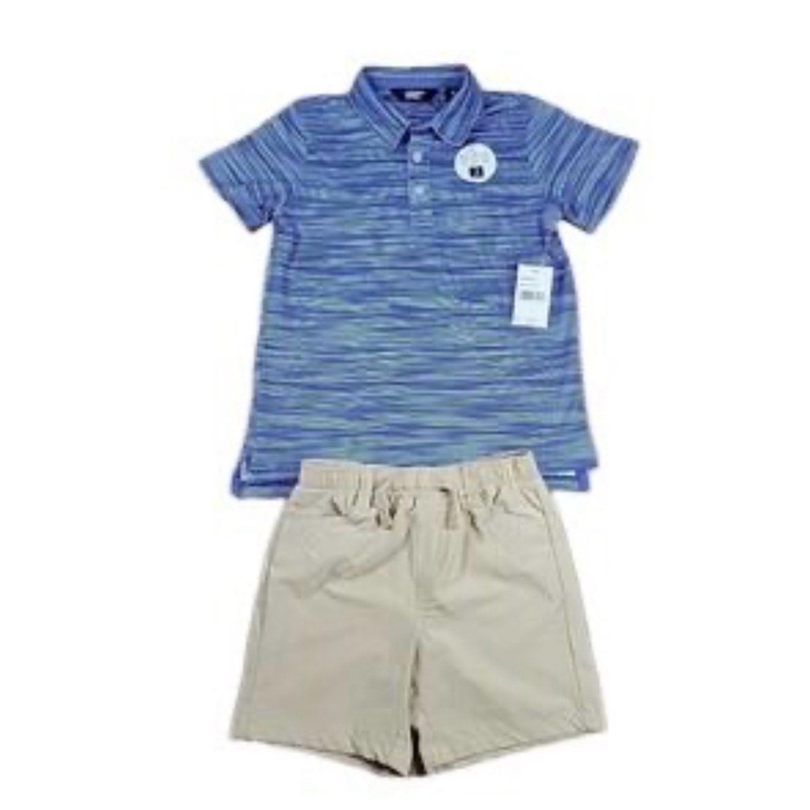Lands End Blue Striped Shirt and Tan Shorts Set lands end size 6 NEW