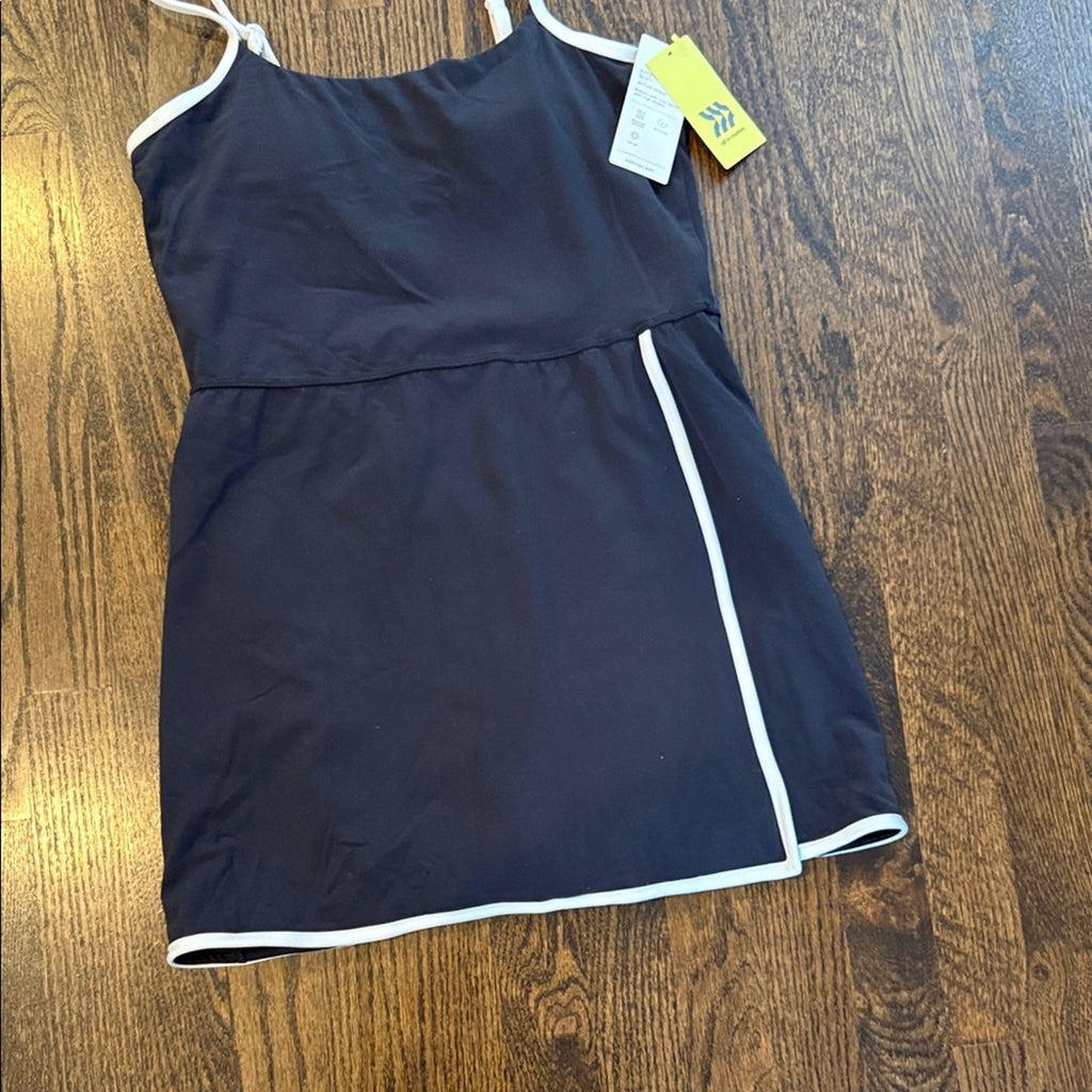 All in Motion Black Dress  with skort shorts White Trim Athletic Medium NEW