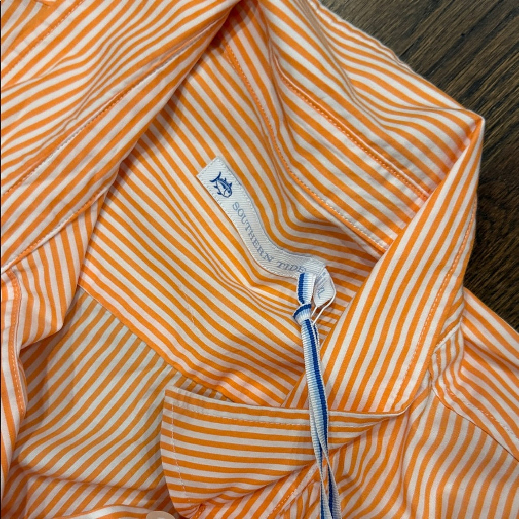 Southern Tide beach Woman’s xl dress Orange Striped Shirt new