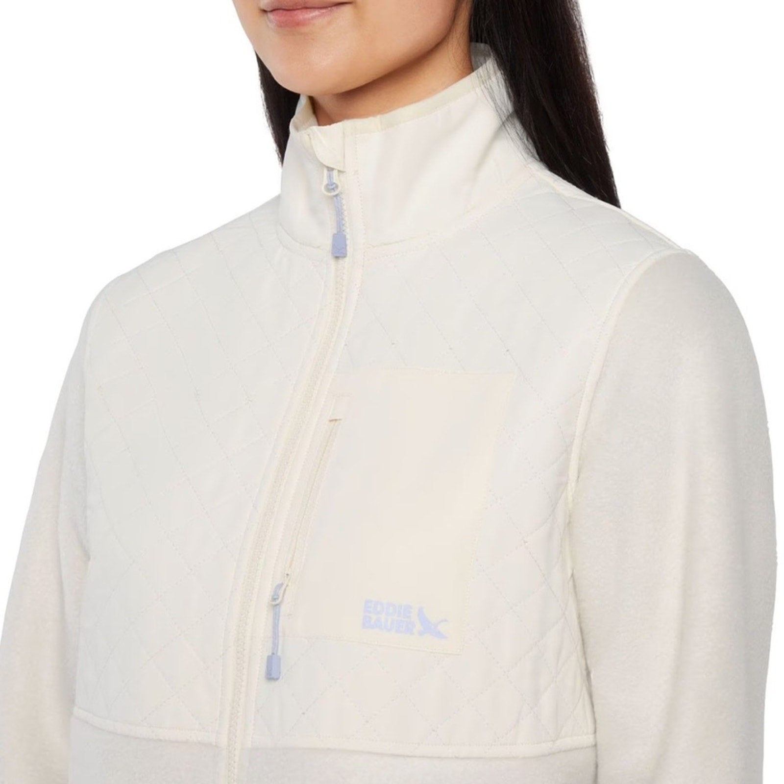 Eddie Bauer Cream Quilted Fleece Ziip up size small NWT