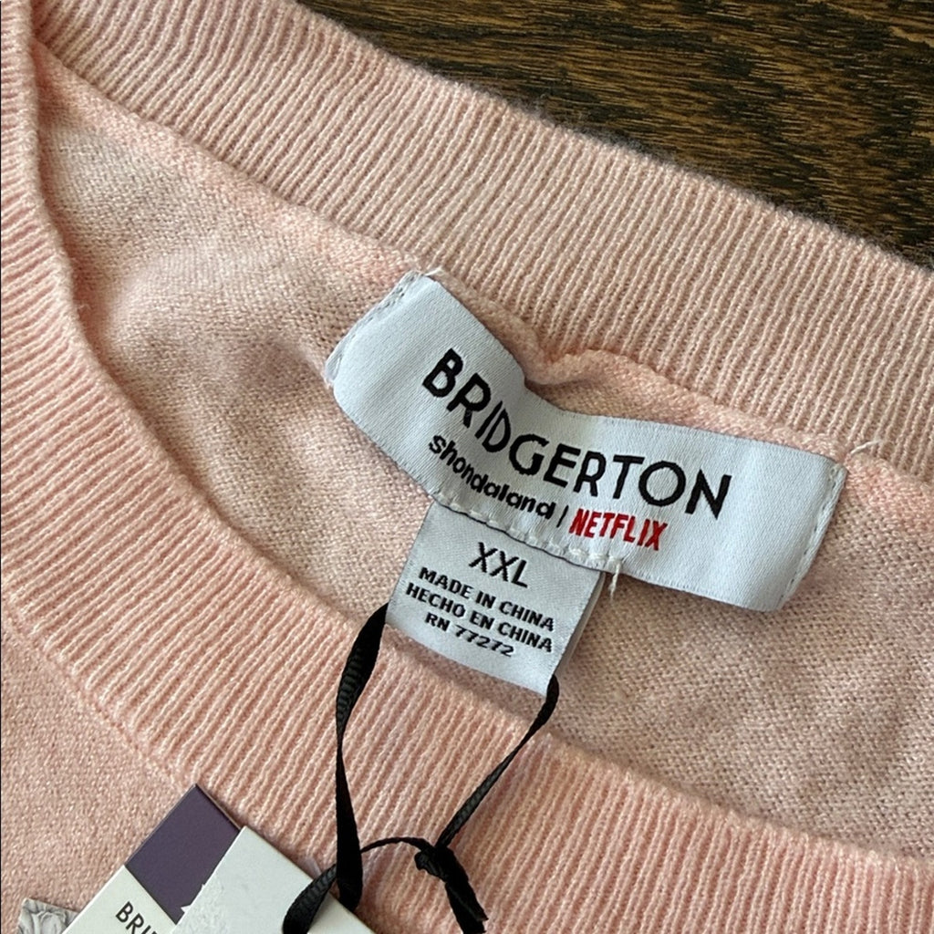 Bridgerton xxl Pink Bow Embroidered Sweater
