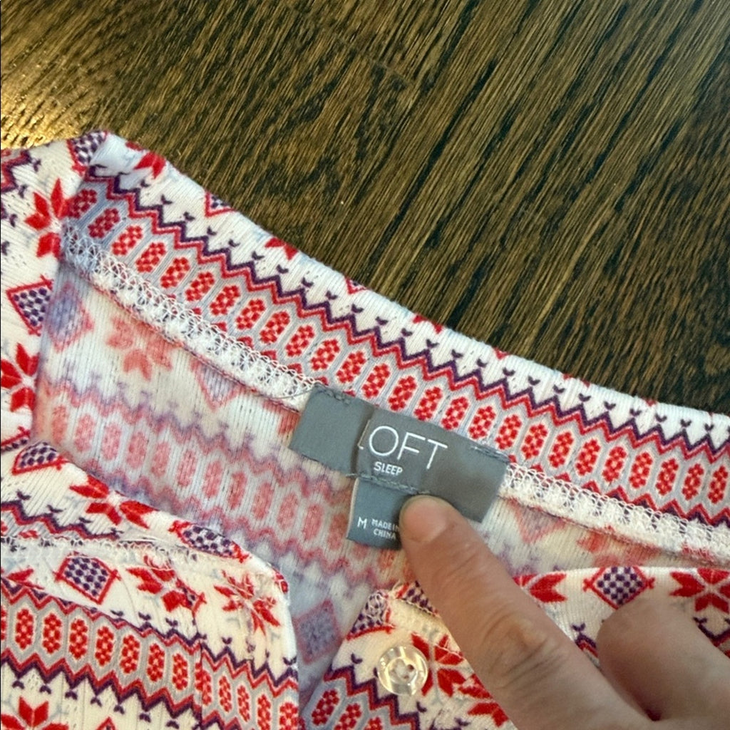 Loft Cozy Pajamas set in Red and White ladies lounge set Medium NEW