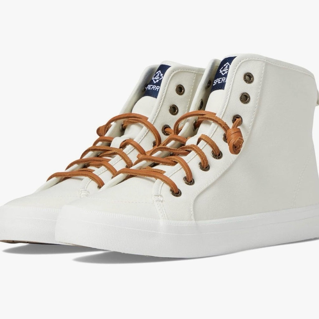 Sperry womens 6 Cream High-Top Sneakers with Brown Laces