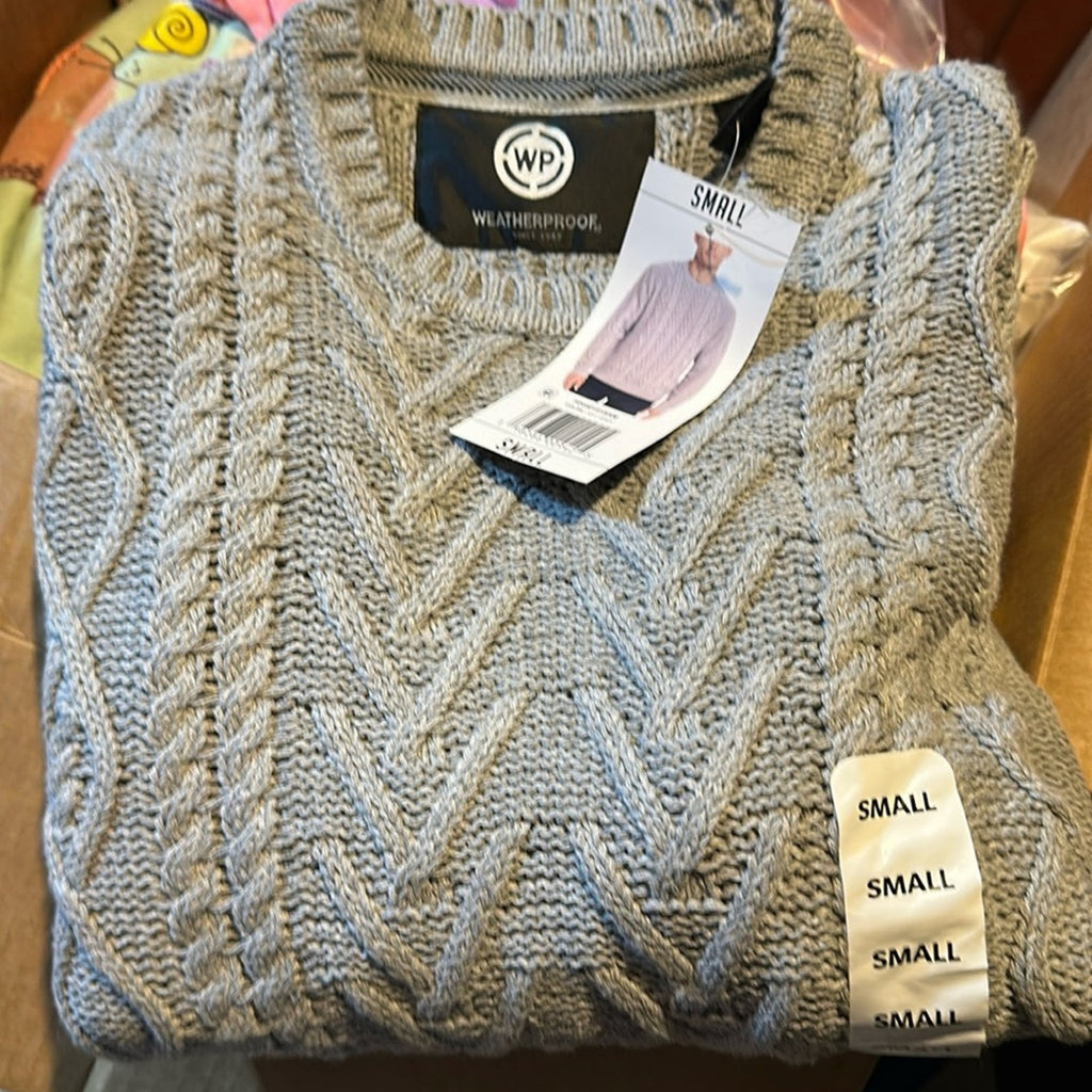 New  Weatherproof Vintage Mens  Chunky Small Sweater, Grey NEW