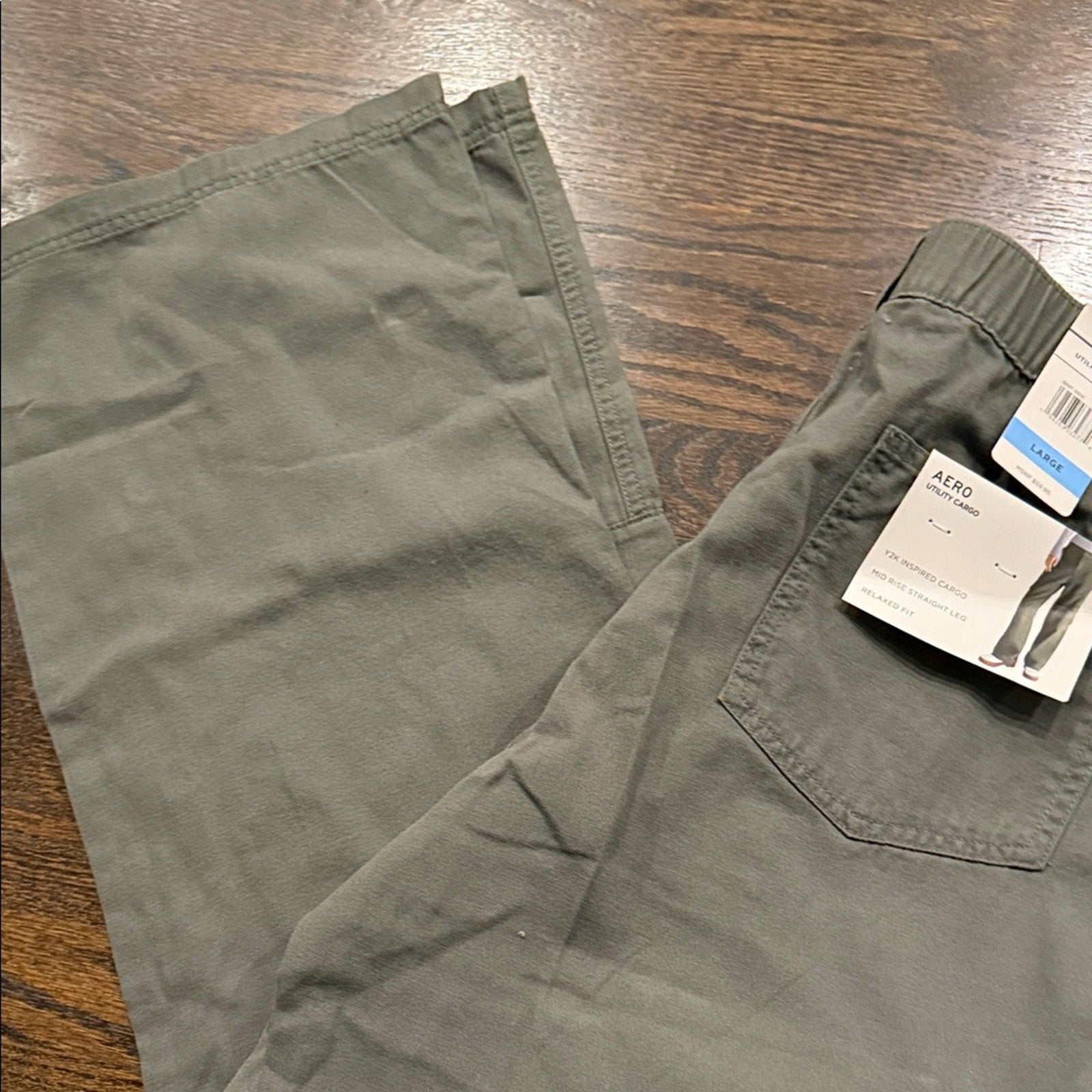 Aeropostale Women’s Green Cargo Pants Utility Pocket Elastic Waist Size Large NEW
