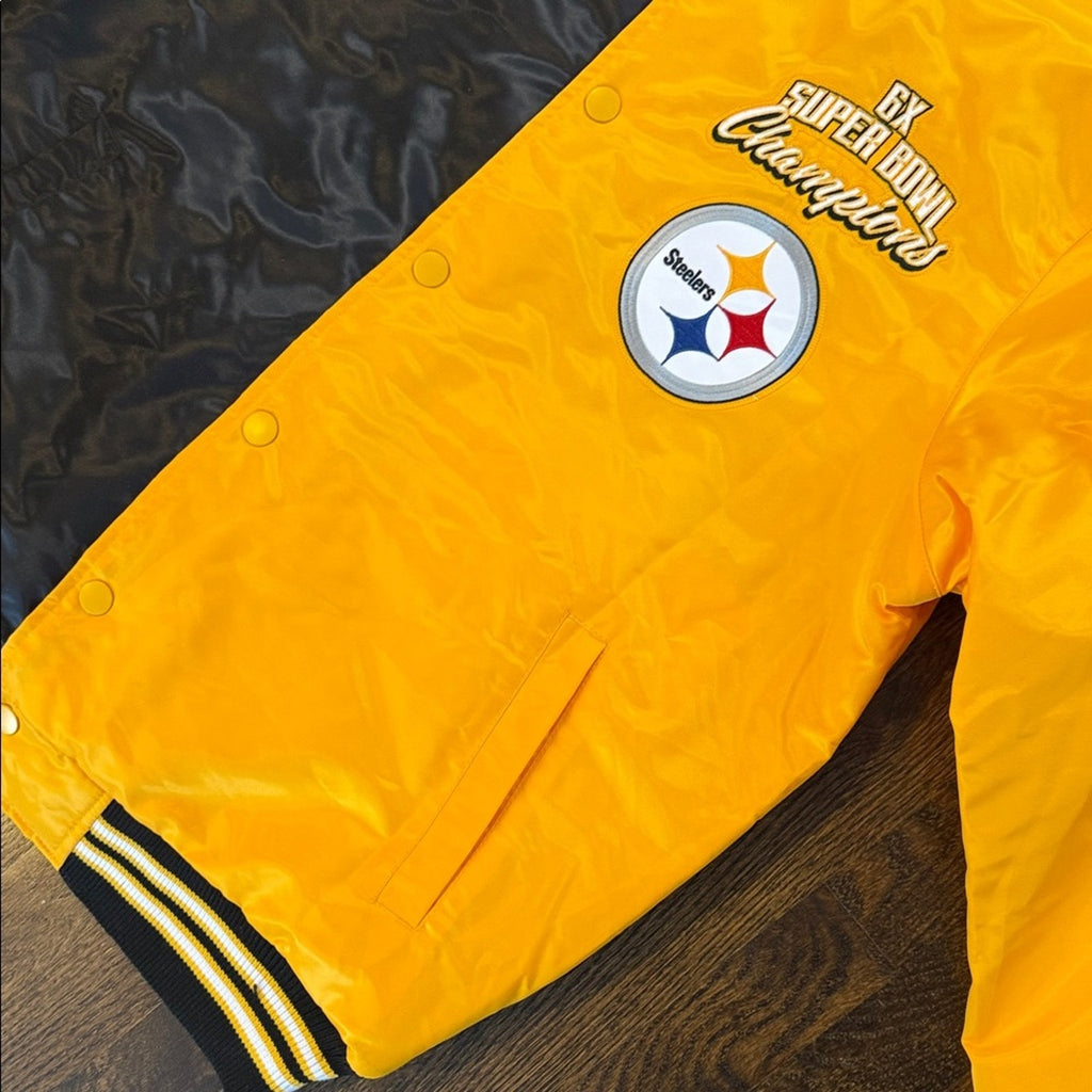 STARTER Black and Yellow Super Bowl Puffer men’s large Jacket Steelers NEW