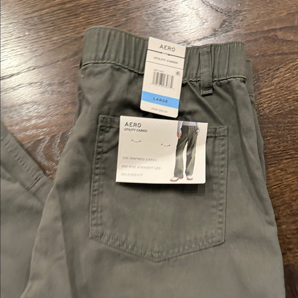 Aeropostale Women’s Green Cargo Pants Utility Pocket Elastic Waist Size Large NEW