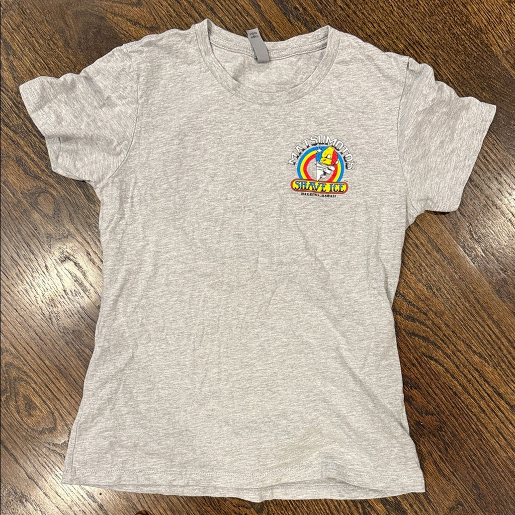Gray woman’s medium shaved ice tee  T-Shirt fitted used