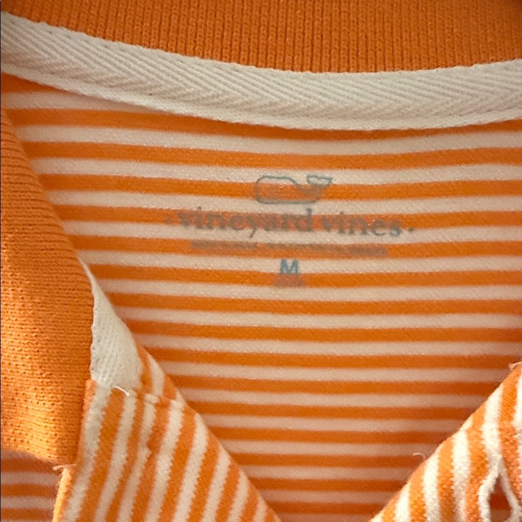 Vineyard Vines boys Polo in Orange and White Stripes Medium used