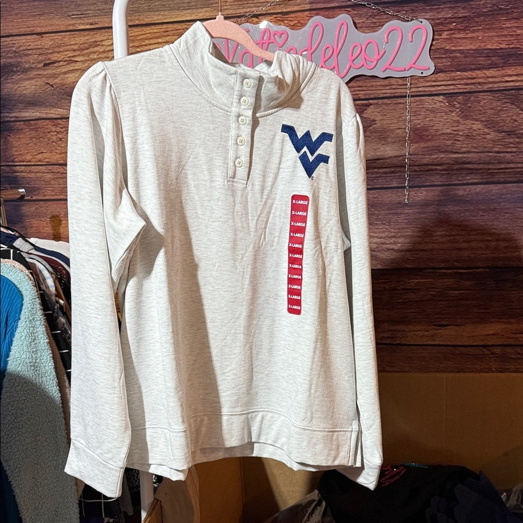 Liv Casual Women's NCAA Long Sleeve Fleece Lined Pullover Top WV Mountaineers XL