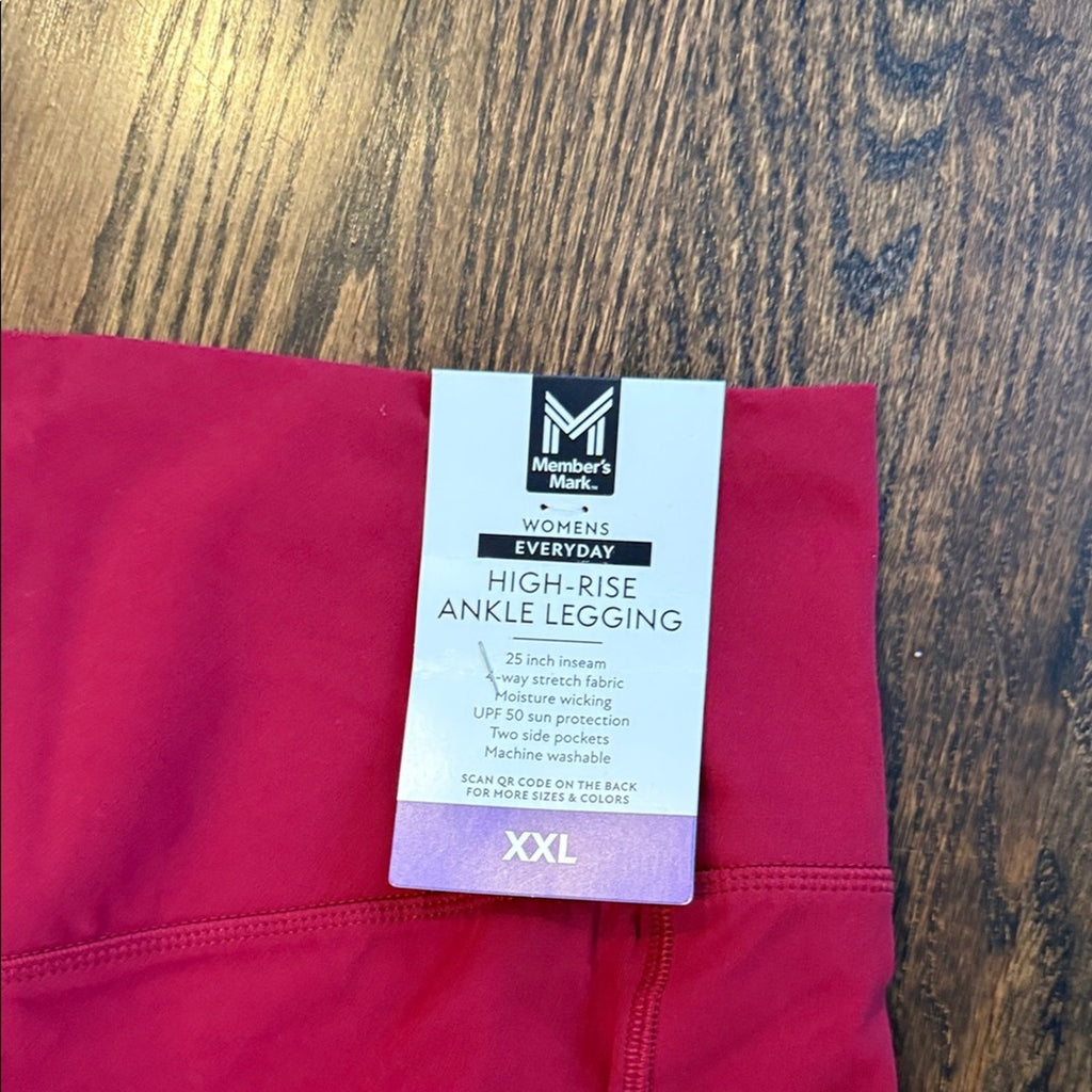 Members Mark Red Women's Leggings plus xxl with pockets nwt
