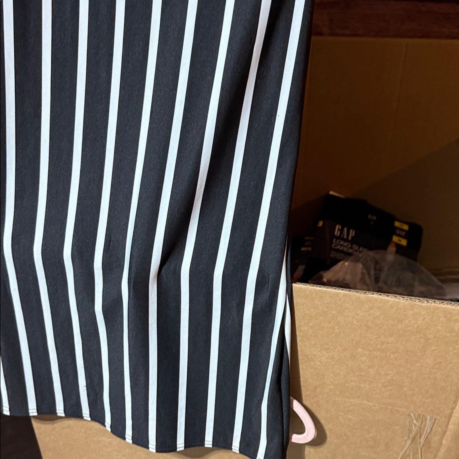 Black & White Striped Midi Dress Women’s Size Medium NWT