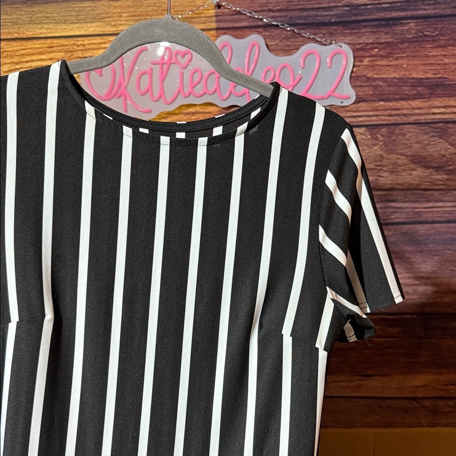 Black & White Striped Midi Dress Women’s Size Medium NWT