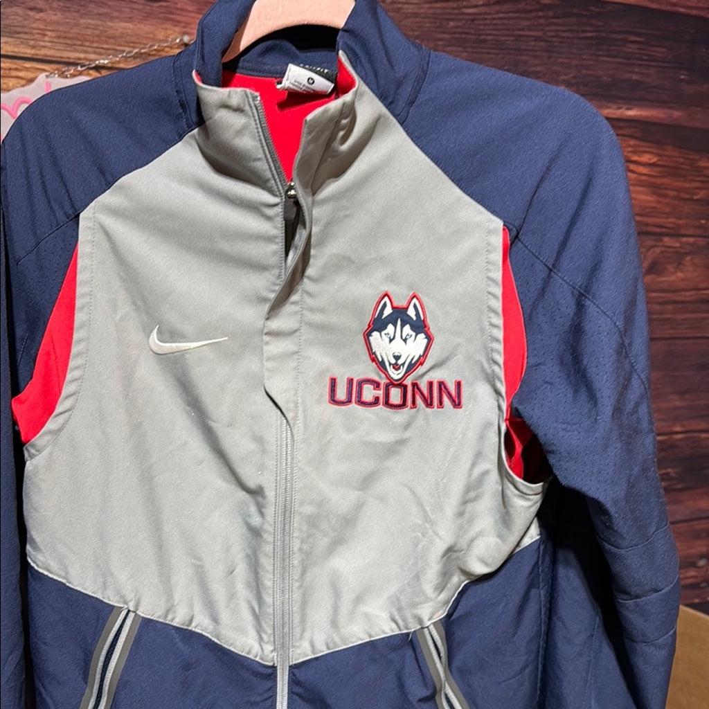 Nike UConn Huskies Full Zip Jacket Men's Medium Navy Gray Athletic Preloved