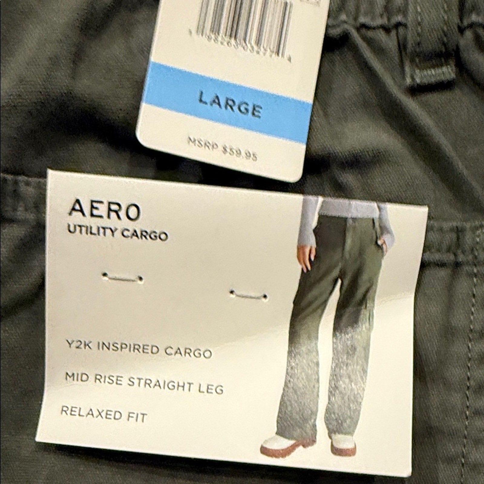 Aeropostale Women’s Green Cargo Pants Utility Pocket Elastic Waist Size Large NEW