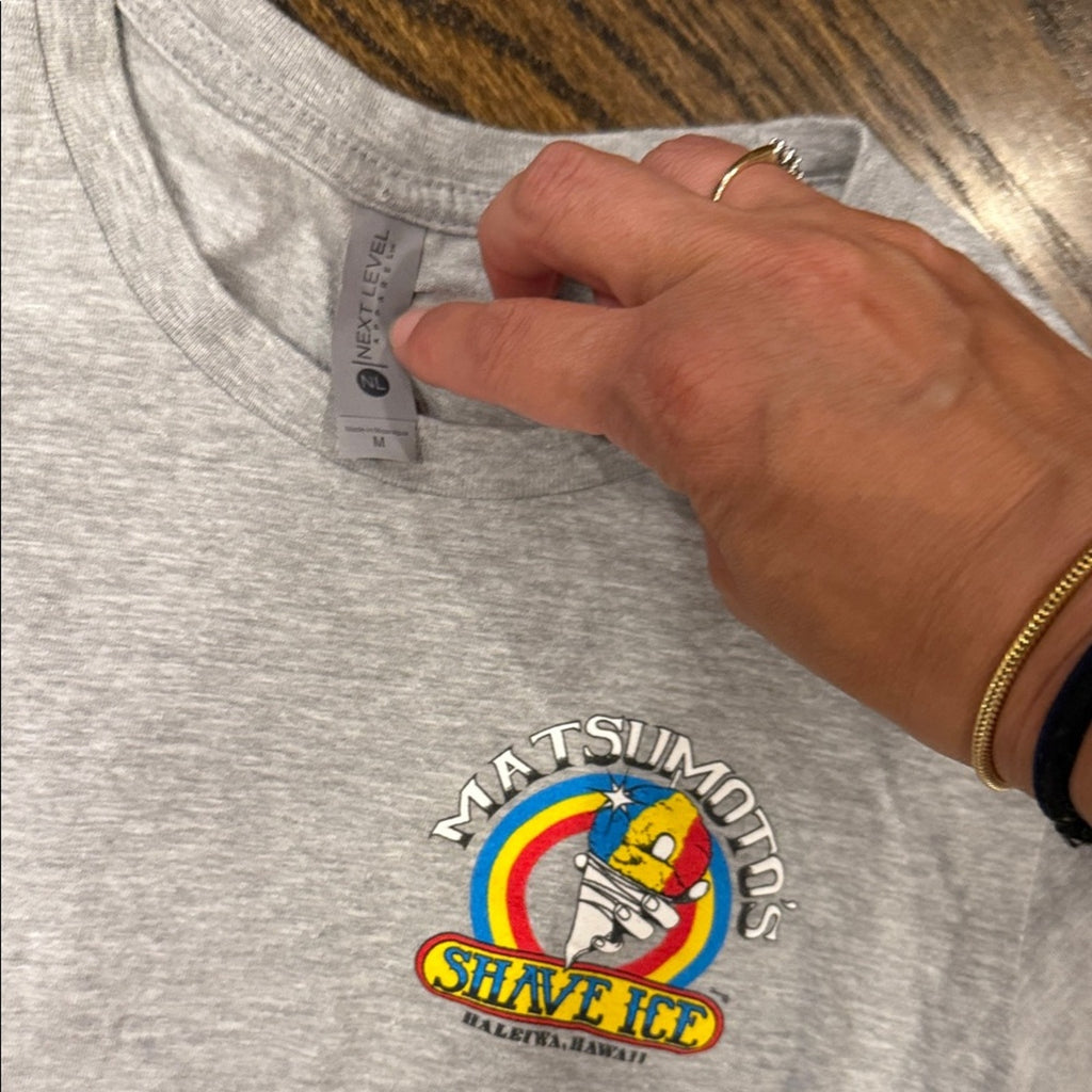 Gray woman’s medium shaved ice tee  T-Shirt fitted used