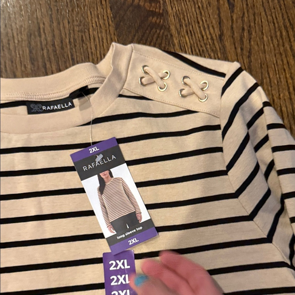 Rafaela blouse Striped Long Sleeve Top woman's 2X