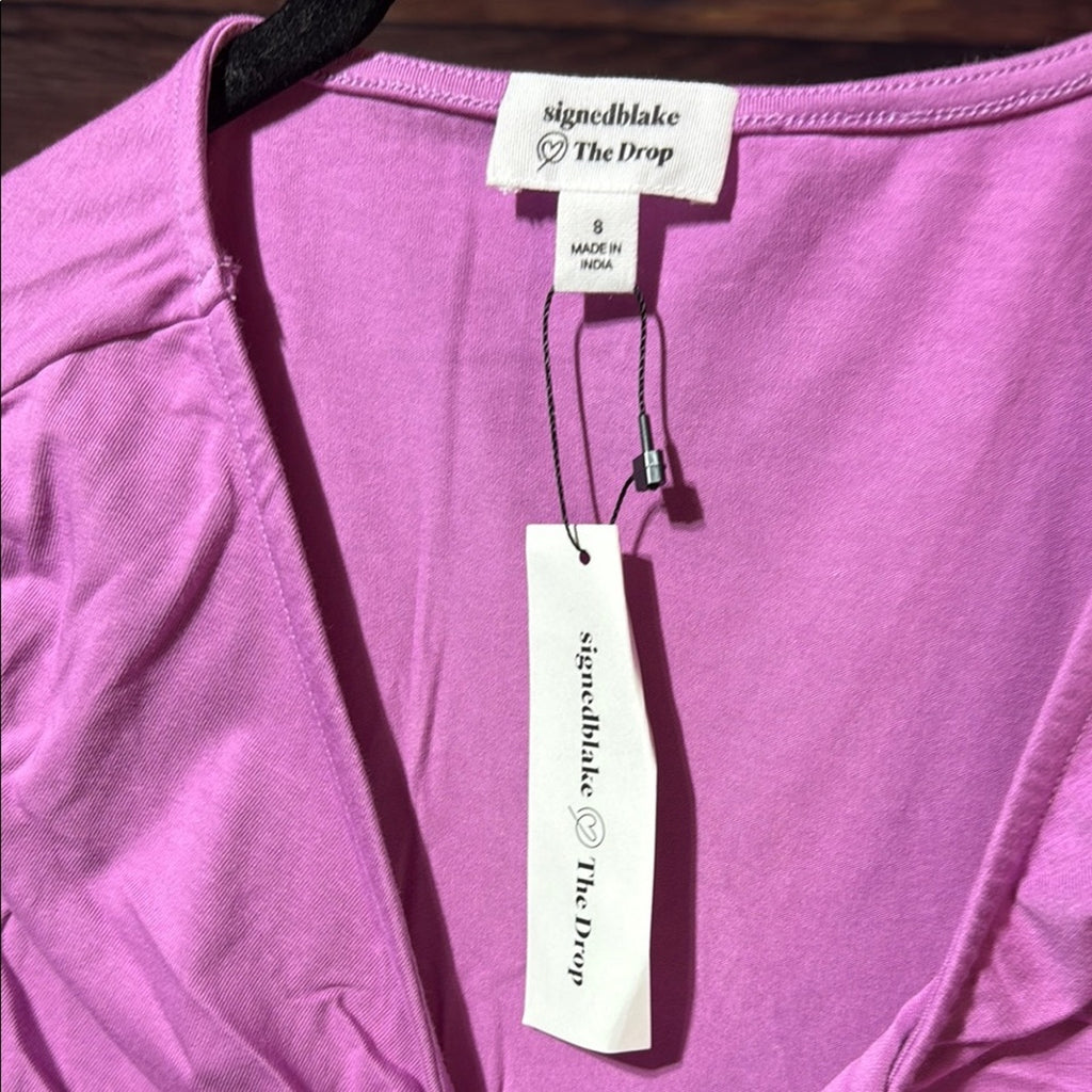 The drop small crop top  Pink Long Sleeve Blouse NEW