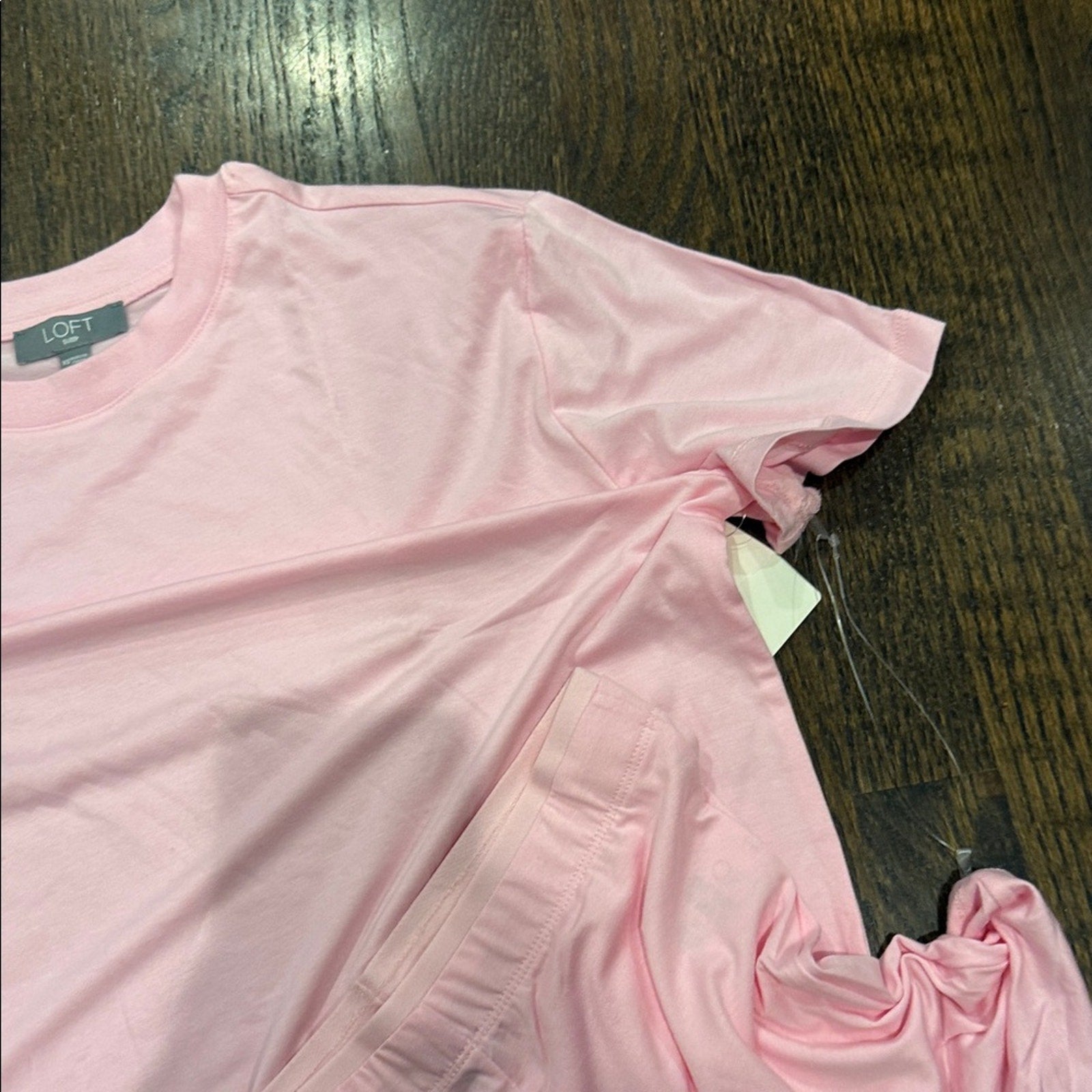 LOFT Pink T-Shirt and Shorts Set biker 2 piece pj set xs NEW
