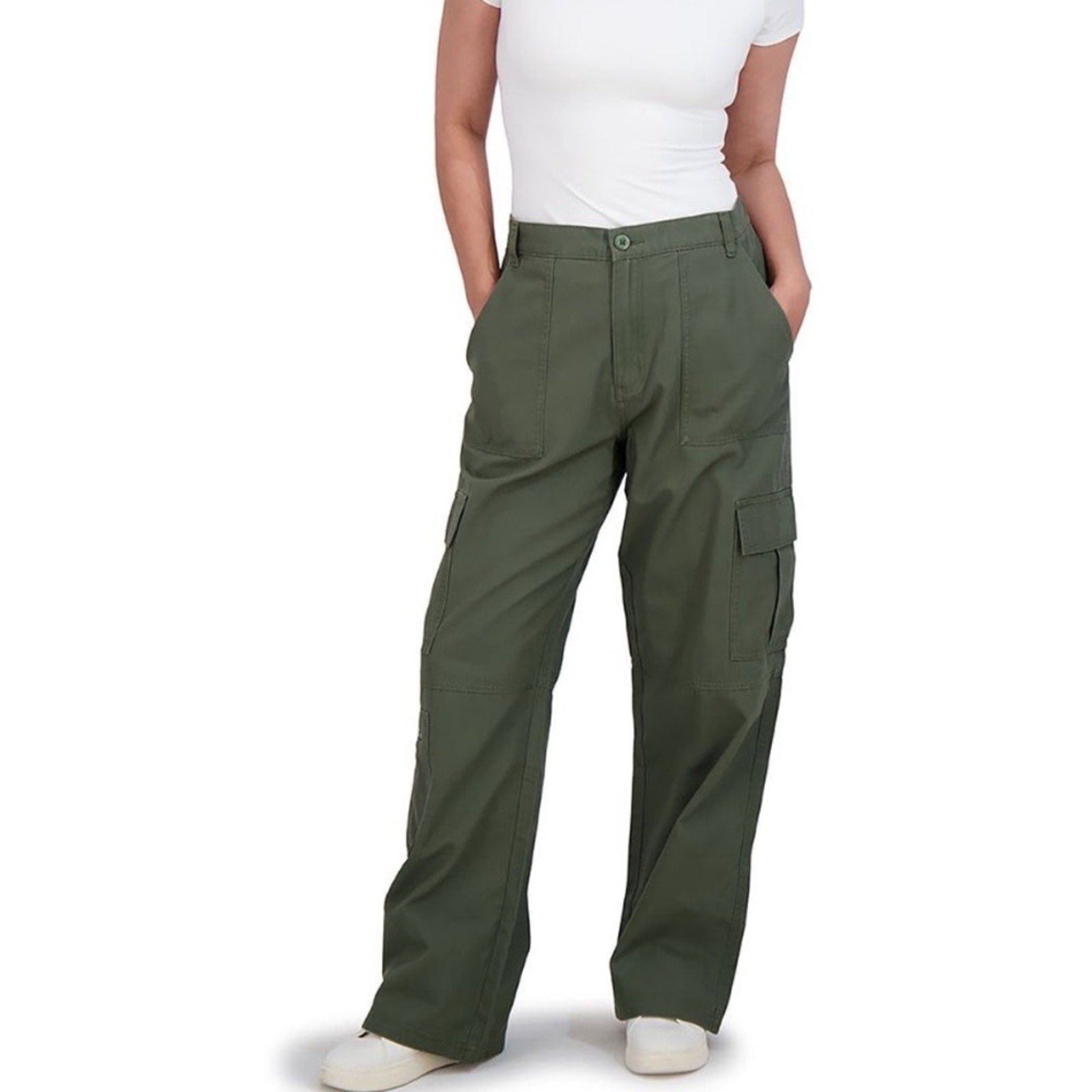 Aeropostale Women’s Olive Cargo Pants Elastic Waist Utility – Medium – NWT