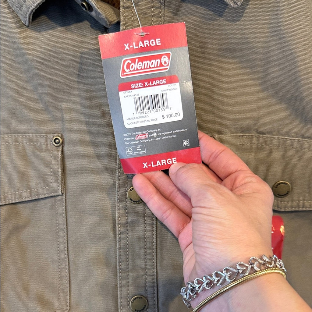 Coleman Khaki Button-Up Jacket XL coat NEW men’s