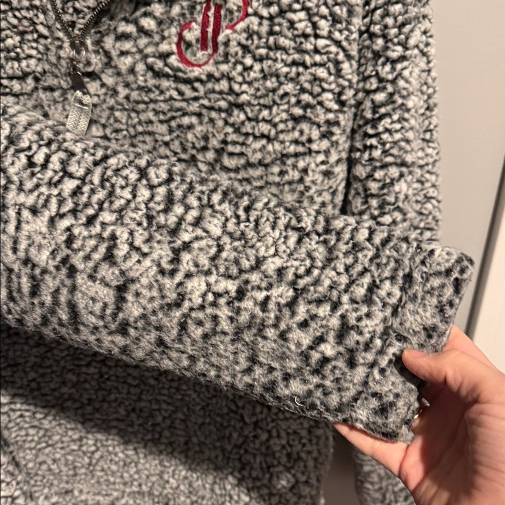 Gray Sherpa Pullover Sweater Poshmark logo large
