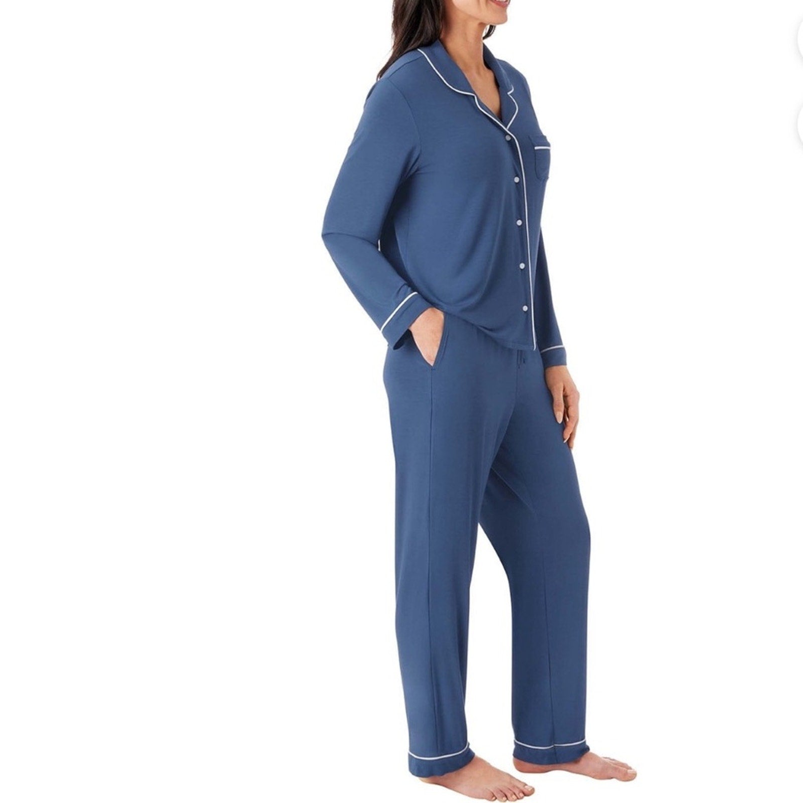 member's mark woman’s xl 2 piece Pajama set blue with White Trim