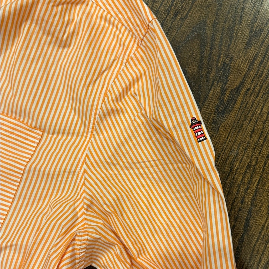 Southern Tide beach Woman’s xl dress Orange Striped Shirt new