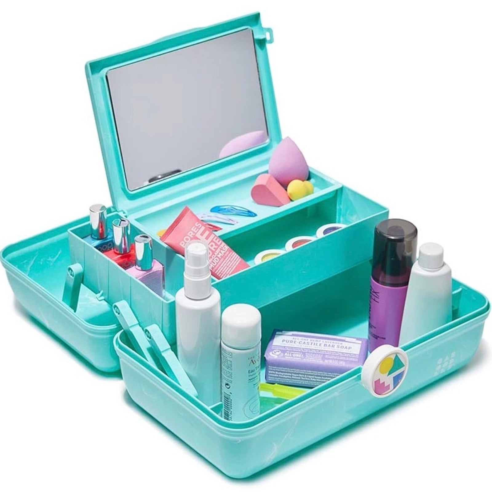 Turquoise Claire’s caboodle make up case seafoam  with storage make up