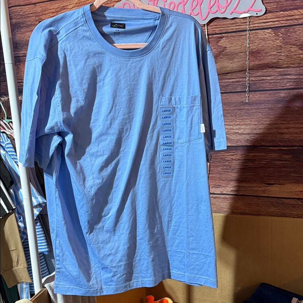 Greg Norman Blue Men's Shirt pocket tshirt size large Greg NEW