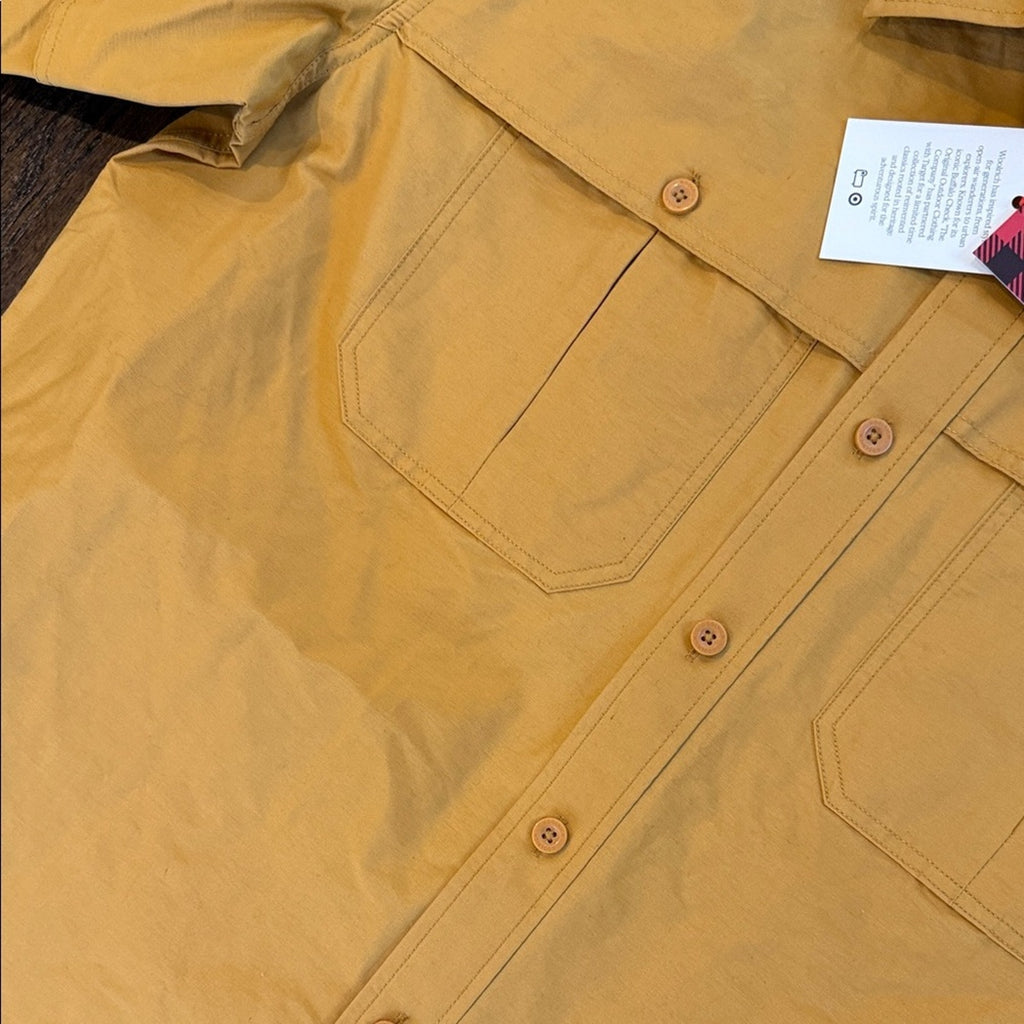 Woolrich Men's Yellow Button-Up Jacket fishing shirt 🎣 size large NEW