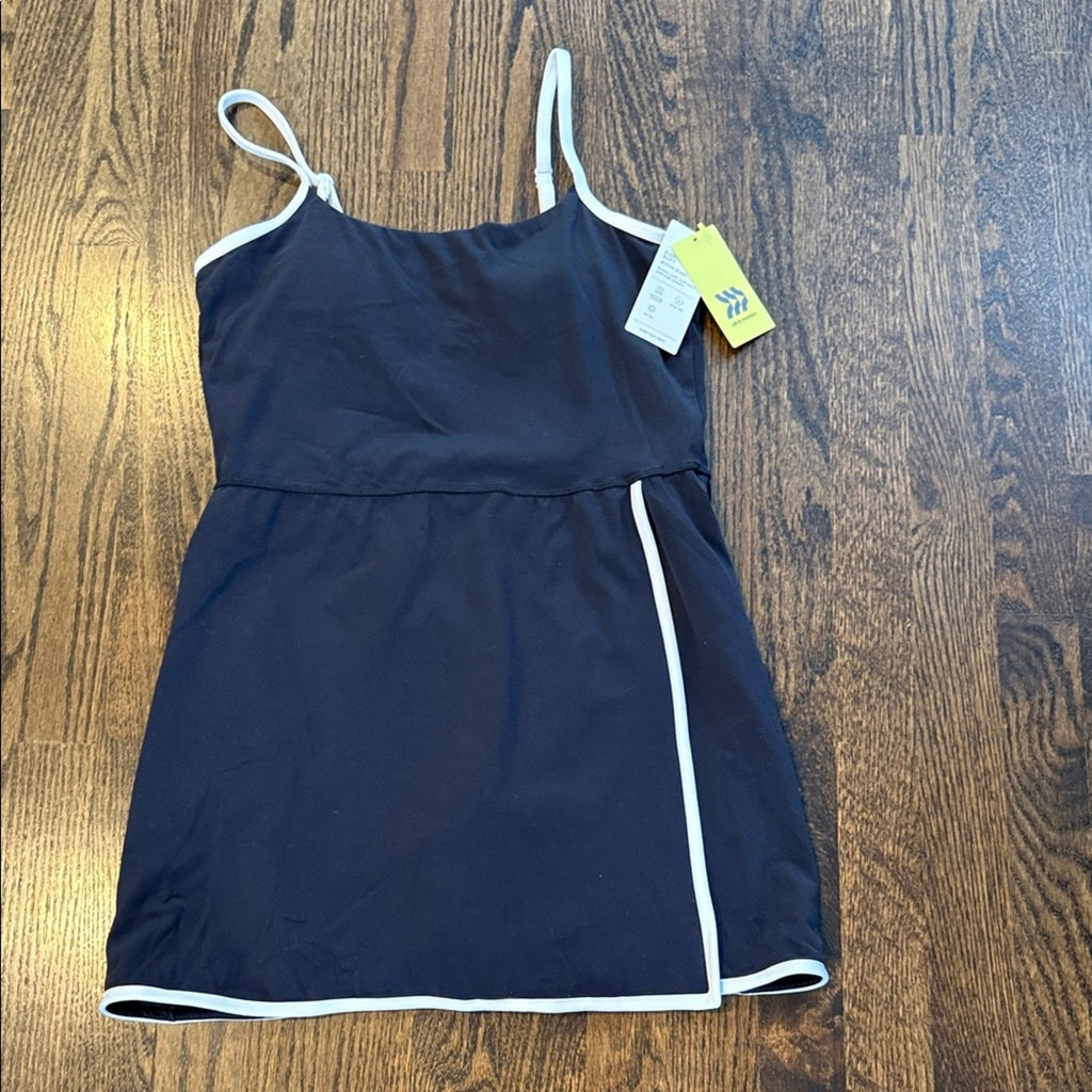 All in Motion Black Dress  with skort shorts White Trim Athletic Medium NEW
