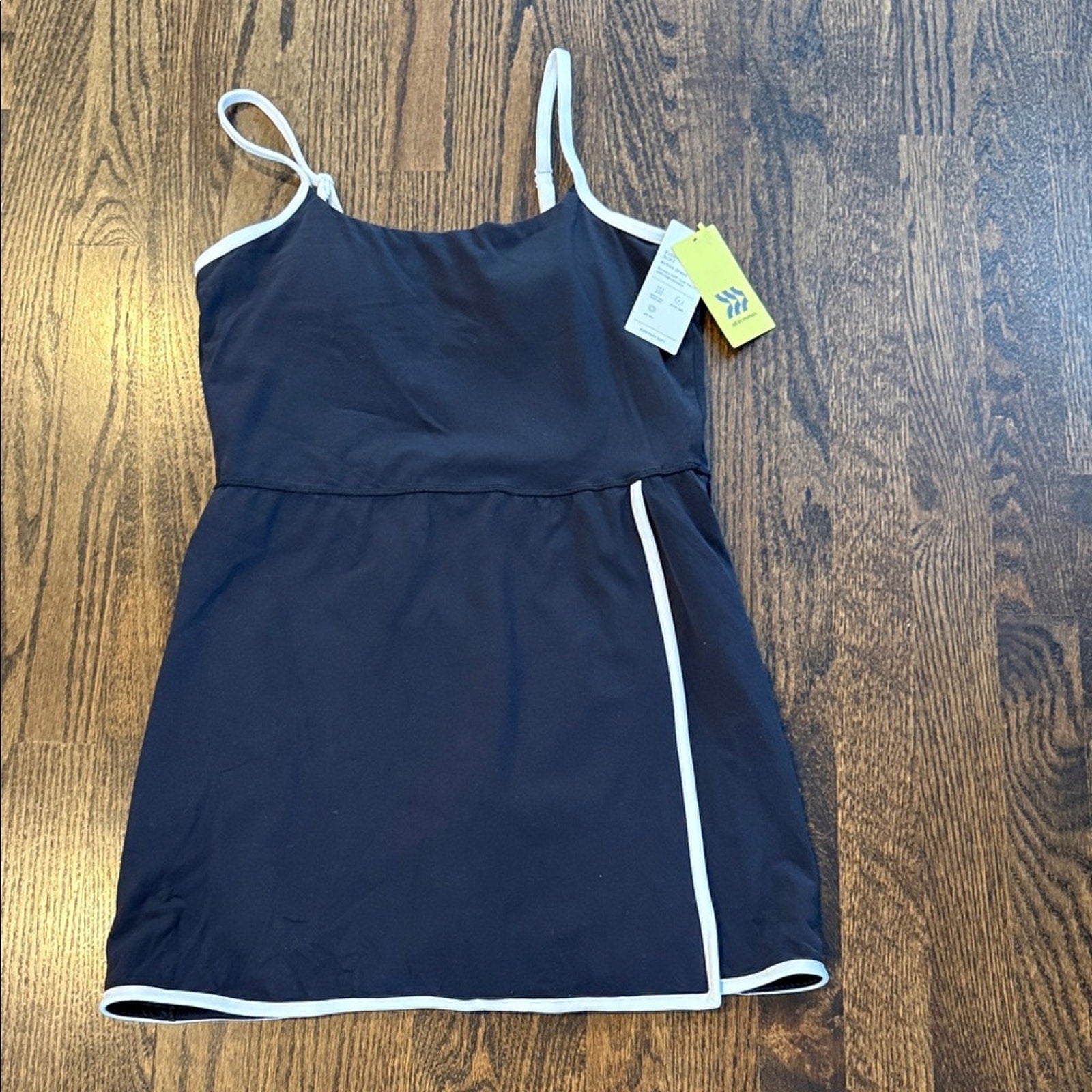 All in Motion Black Dress  with skort shorts White Trim Athletic Medium NEW