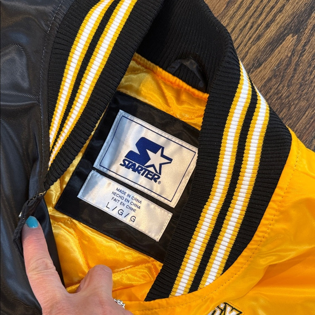 STARTER Black and Yellow Super Bowl Puffer men’s large Jacket Steelers NEW