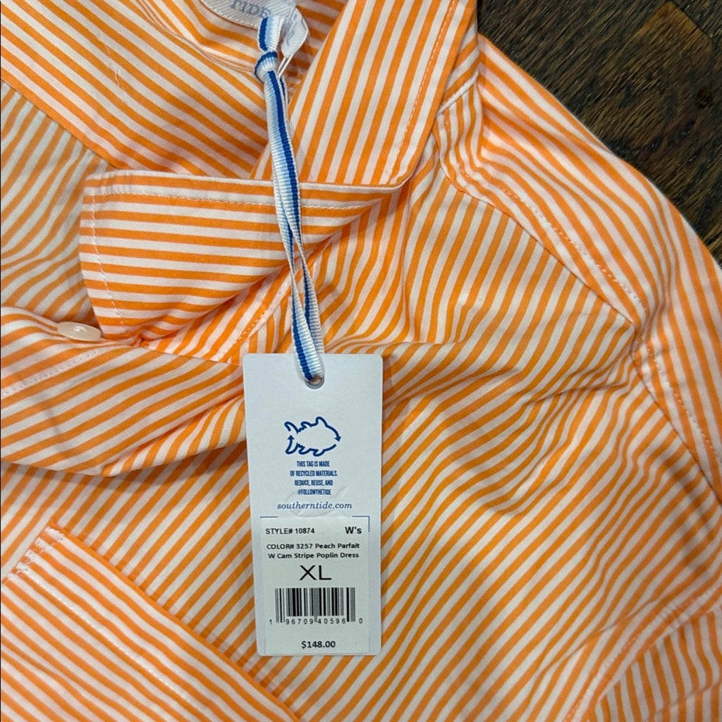 Southern Tide beach Woman’s xl dress Orange Striped Shirt new