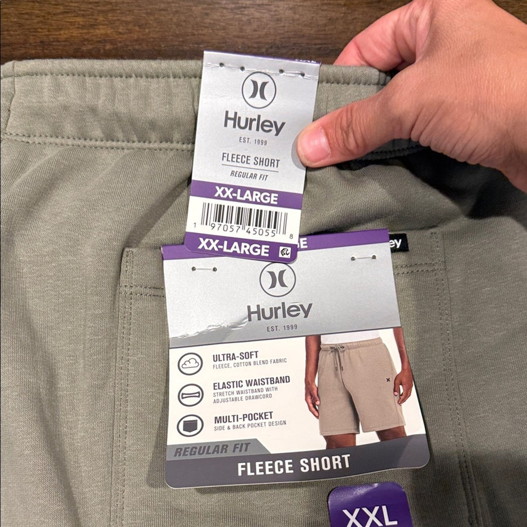 Hurley Men's Fleece Shorts - Olive xxl cozy shorts NEW