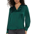 Express Emerald Satin V-Neck Blouse satin so cute 🥰 new small